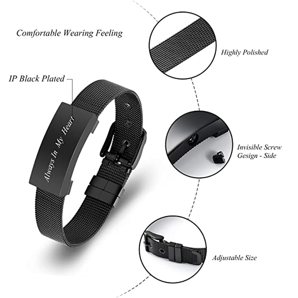 Adjustable Watch Band Cremation Jewelry Urn Bracelet for Ashes Personalized Message Urn Bangle for Women Men Memorial Keepsake-Forever in My Heart
