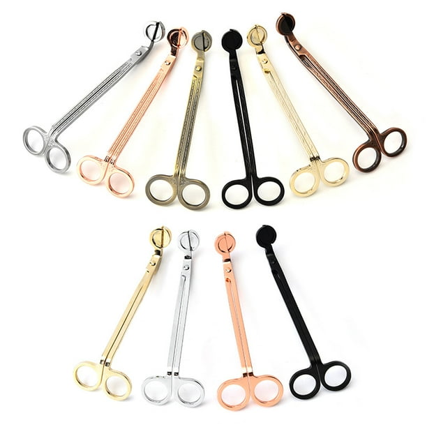 Tijeras pequeñas para velas de aromaterapia, color oro rosa y negro, diámetro de copa de vela I, tijeras para cortar mechas, herramienta para velas