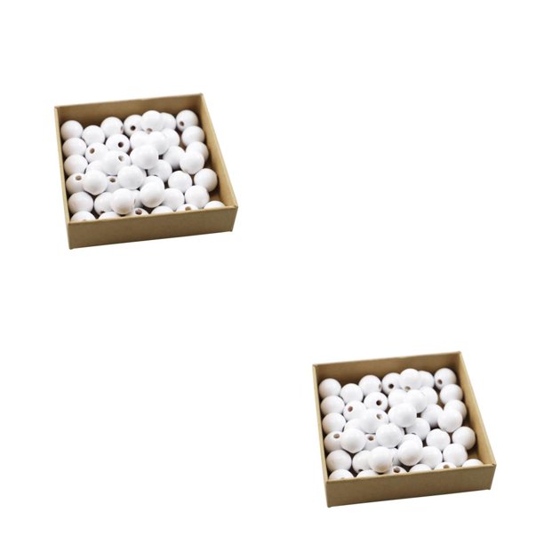 Naiovety 100 Pieces Wood Crafts Bead Handmade Kid Sewing Beading 30mm Lightweight Scrapbook Decorations Loose Spacer Balls Supply Blanco 2piezas
