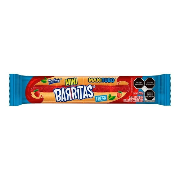 Galletas Barritas Maxitubo mini con relleno con fresa 222 g