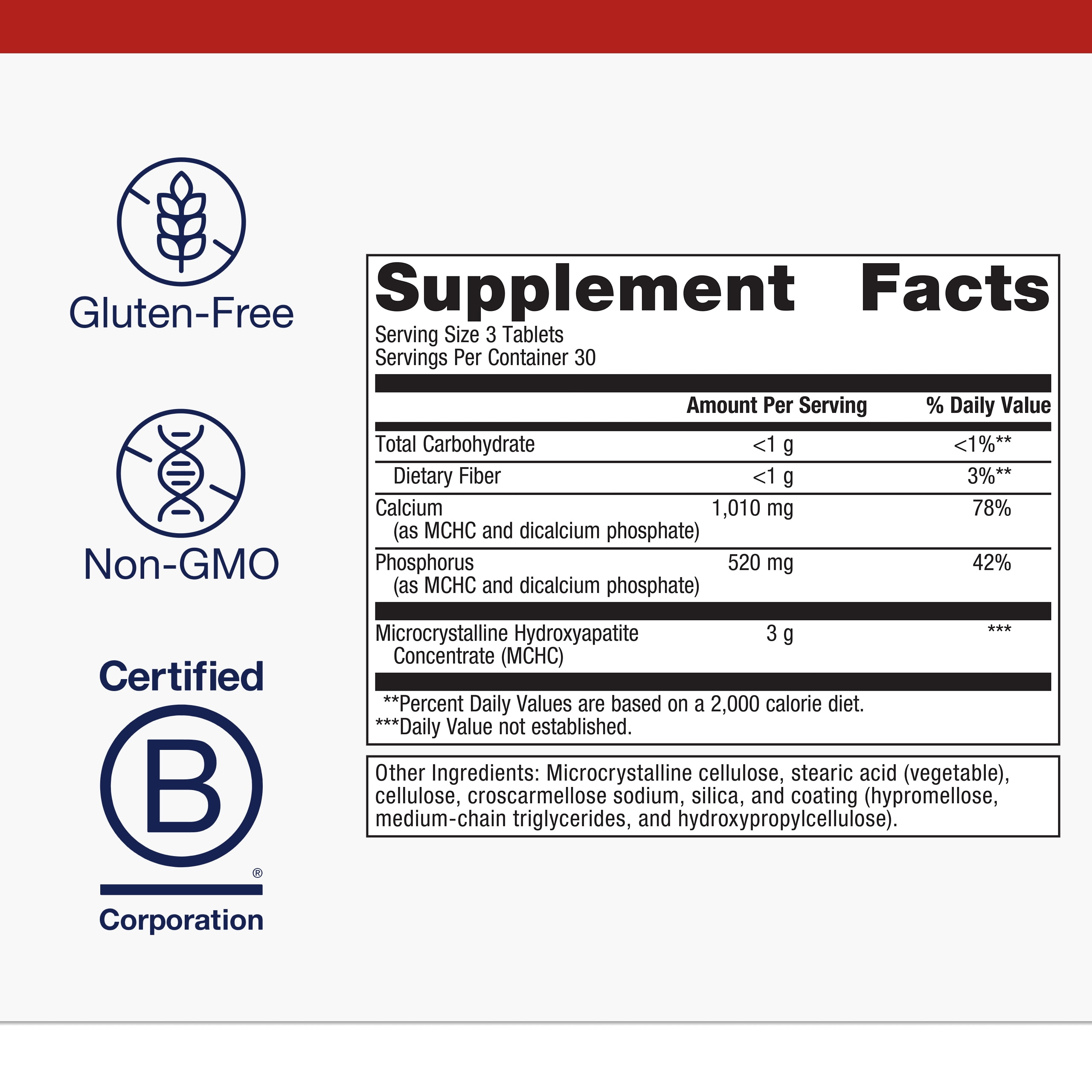 Metagenics Bone Builder Extra Strength - Calcium Supplement - with Phosphorus - Gluten-Free & Non-GMO - 90 Tablets - 30 Servings