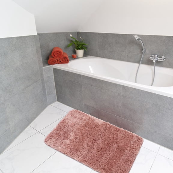 OUNONA Plush Bath Mat with Nonslip Backing, Water Absorbent Floor Rug for Bathroom, Entryway, and Home Use
