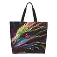 thumbnail image 1 of Balery Colorful Dragon Head Profile Bolsa Tote Estilo Estético con Cremalleras, Bolsa de Hombro, Bolsa de Compras Grande y Plegable, 1 of 8