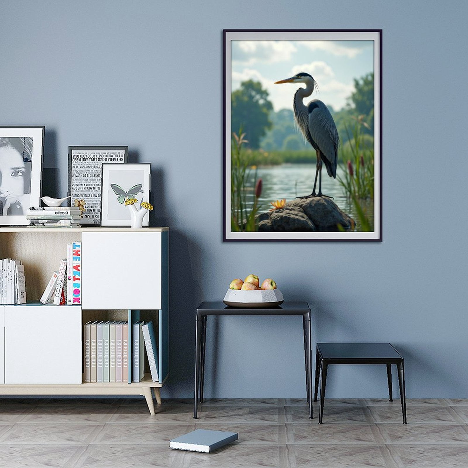 Diamond Art Kit for Adults, Elegant Heron On River Rock Diamond Painting for Adults Beginners, DIY Diamond Art Painting Kits, 5D Diamond Painting Crafts for Home Decor 12x16 Frameless