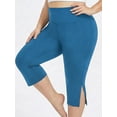 thumbnail image 4 of FlorCurve Plus Size Capri Leggings for WomenTummy Control Yoga Pants Stretch Workout Leggings, Blue 3XL, 4 of 7