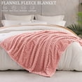 thumbnail image 3 of Exclusivo Mezcla Large Soft Fleece Throw Blanket, 50"x70" Stylish Jacquard Throw Blanket for Couch, Cozy, Warm, Lightweight Dusty Pink Blanket, 3 of 10