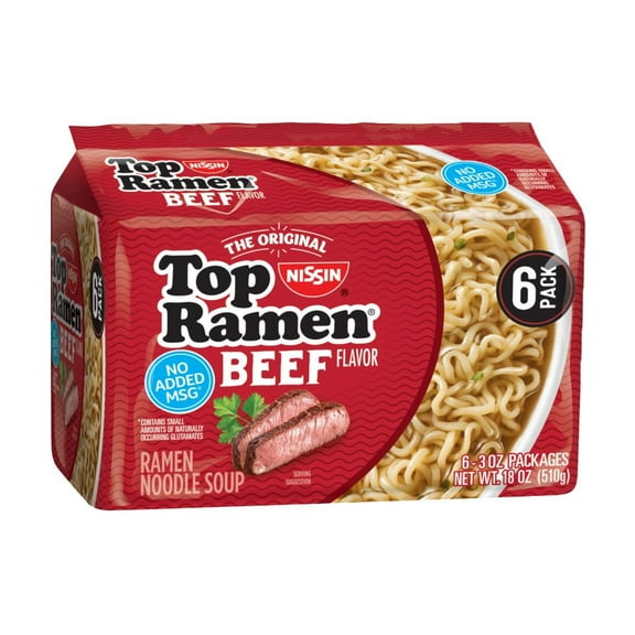 Nissin Top Ramen Beef Flavor Ramen Noodle Soup - 6 ct (Packaging May Vary)