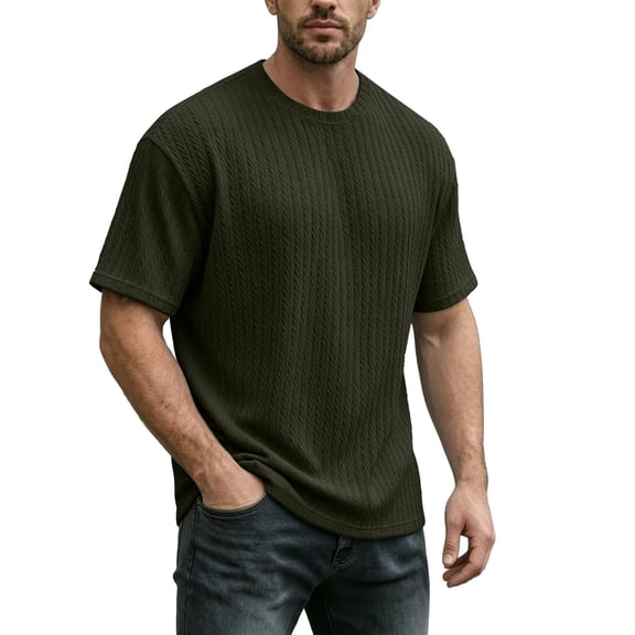 ZHOGXU Summer Slim Fit Knit Short Sleeve O Neck Men's T Shirts With Solid Color And Loose Athletic Style Comfortable Everyday Wear