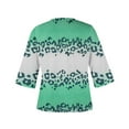 thumbnail image 5 of IROINNID Discount Women's Long Sleeve V-Neck Shirts Casual Printed Loose T-shirt 3/4 Sleeves Blouse V-Neck Tops,Green, 5 of 5