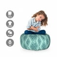 thumbnail image 2 of Ethnic Storage Toy Bag Chair, Abstract Geometric Inspired Modernized Continuous Pattern, Stuffed Animal Organizer Washable Bag, Large Size, Almond Green Cadet Blue, by Ambesonne, 2 of 3