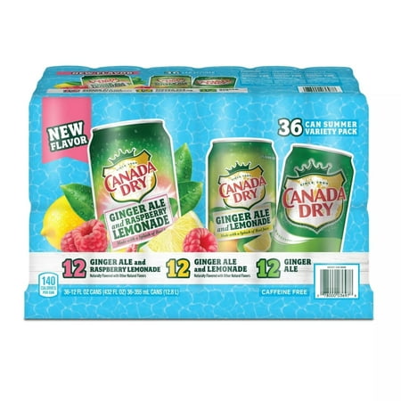 Canada Dry Ginger Ale Summer Variety Pack, 12 Fluid Ounce (36 Pack)