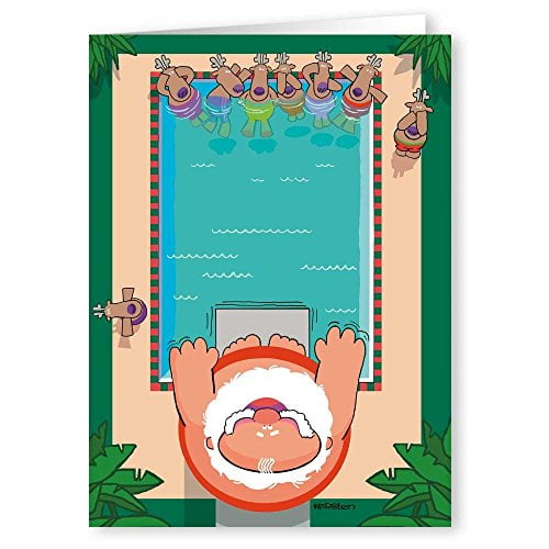 Pool Dive Swimming Pool Christmas Card 18 Cards & Envelopes 30067