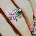 thumbnail image 2 of Soumake Elegant Cubic Zirconia Flower Bird Open Ring Women Party Wedding Jewelry Gift, 2 of 7
