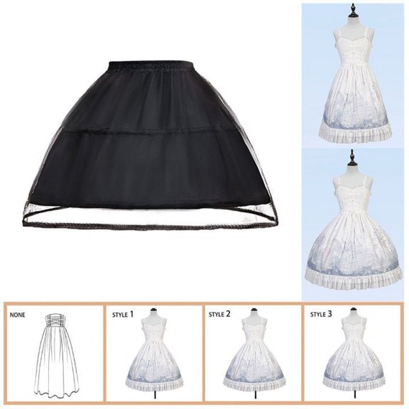 Women Petticoat 2 Adjustable Skirt Lace Short Underskirt for Dress Black One Size