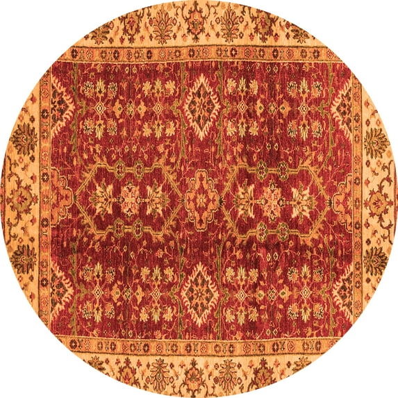 Ahgly Company Indoor Round Abstract Orange Modern Area Rugs, 8' Round