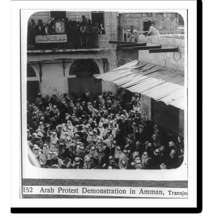 Historic Print, Arab protest demonstration in Amman, Transjordan, 18" x 24"