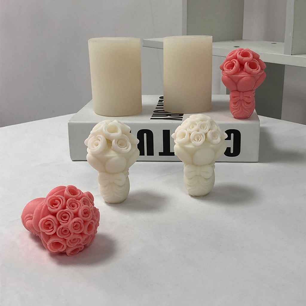 3D Rose Flower Candle Mold Handmade Soap Gypsum Mould Chocolate Molds Baking Tool Decoration DIY Craft