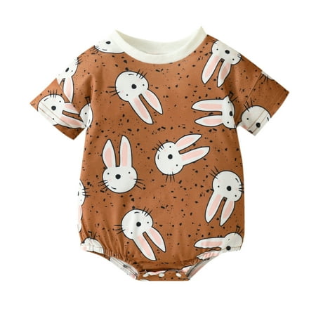 

Youmylove Girls Easter Long Sleeve Cartoon Rabbit Printed Triangle Romper Bodysuits Child Jumpsuits Clothing Playwear