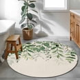 thumbnail image 3 of Round Area Rug 3 Ft, Green Leaves Washable Non-Slip Circle Carpet for Living Room/Bedroom, Summer Botanical Low-Profile Small Floor Mats Collection Rugs for Indoor, 3 of 8