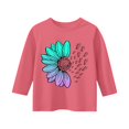 thumbnail image 4 of KAUOD Kids Girls 3/4 Sleeve T-Shirt Casual Printed Flowers Cotton Solid Tee Teen Crewneck Color Block Cute Spring Fall Blouses Tops, 4 of 4