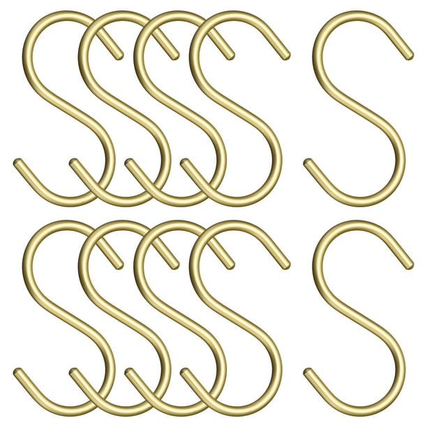 S Hook, 10 Pack 3.5'' - Aluminum Alloy S-Shaped Hanger Hook, S Hooks for  Hanging Clothes Towels Shoe Scarf (Gold)