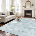 thumbnail image 2 of Ocean Beach Area Rugs 6'x9', Small Throw Rugs for Kitchen Dining room, Summer Coastal Starfish Shell Conch Wooden Green Indoor Outdoor Rug Non-Slip Low Pile Carpet Runner Reversible Floor Mats, 2 of 8