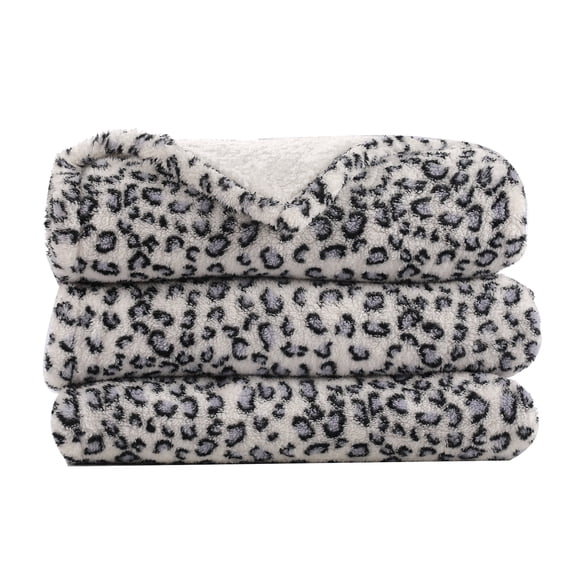 SUNNY HEAT Leopard Print Blanket 60"x80" All-Season Ultra Soft Bed Blanket Couch, Bed, Sofa, Travel Use, Leopard Blue White