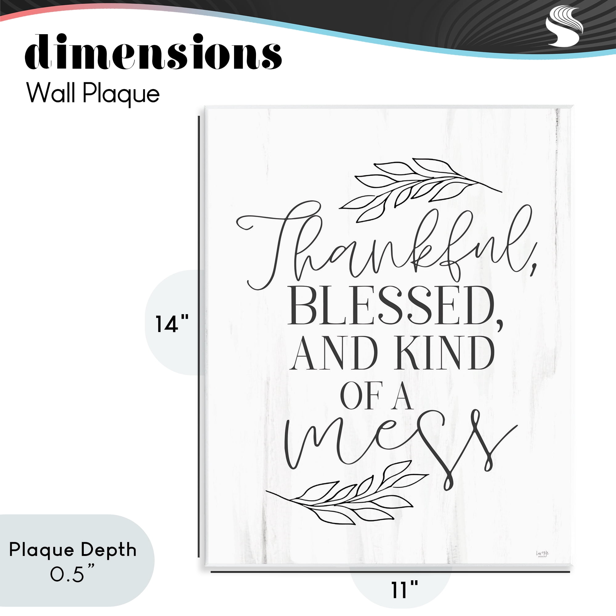 Stupell Industries Thankful Bless & A Mess Wall Plaque Art, design by Lux + Me Designs