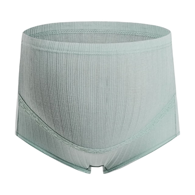 Ropa interior para embarazadas, talla grande, transpirable, cintura alta, abdomen ajustable, bragas de encaje elástico acanalado