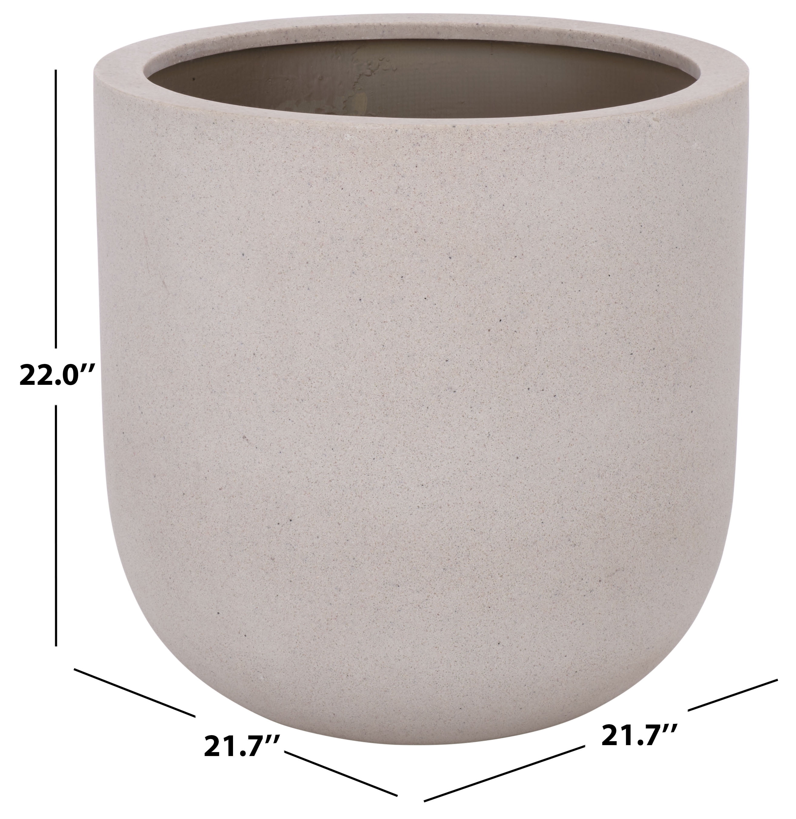 Safavieh 21.7" x 21.7" x 22" Round Beige Fiberstone Plant Pot