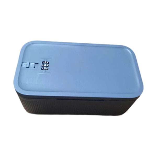 Caja de almacenamiento con cerradura, caja de seguridad para teléfono, caja de almacenamiento con contraseña multiusos, contenedor de almacenamiento Gris azul