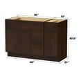 thumbnail image 2 of 48" Freestanding Bathroom Vanity Cabinet without Top in Brown, 2 of 6