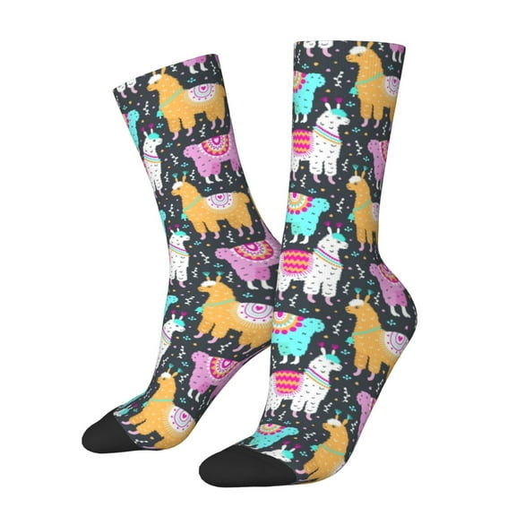 Rateoe Colorful Alpaca for Women Casual Calf Socks - Cute Crew Socks - Thin Soft Above Ankle Socks Size 5-11