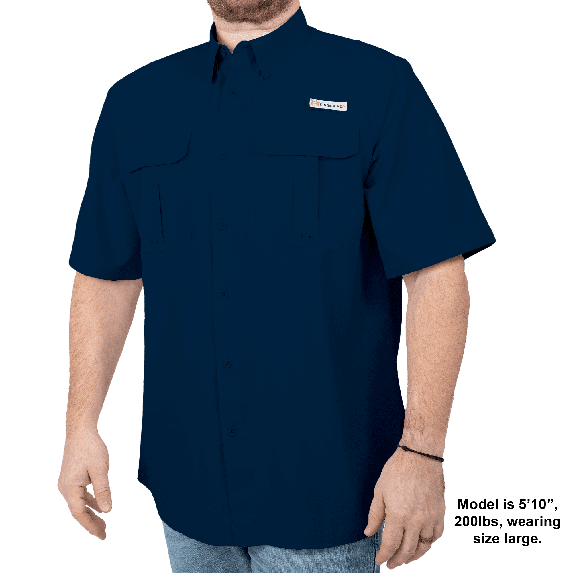 Kings River Men's Short Sleeve Fishing Guide Shirt, Estate Blue, Size 3XL