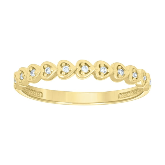 10kt Real Yellow Gold Womens Cubic-Zirconia Multi Hearts Ring
