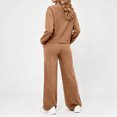 thumbnail image 5 of Mifsaly Womens 2 Piece Lounge Set Half Zip Pullover Top and Wide Leg Pants Casual Matching Outfit Drawstring Waist Relaxed Fit Soft Travel Airport Fall Winter, 5 of 7