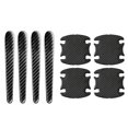 thumbnail image 1 of 8PCS Car Door Bowl Protector PU Leather Carbon Fiber Rounded Edges Reflective Door Handle Scratch Protector, 1 of 4