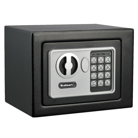 STALWART Digital Security Safe Box for Valuables – Compact Steel Lock Box with Electronic Keypad – Portable Safe for Home, Business, or Travel (Black)
