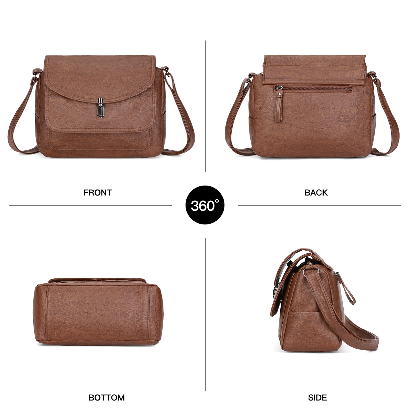 SENDEFN Crossbody Purses for Women Trendy Soft Leather Medium Handbags and Multi Pocket Shoulder Bag