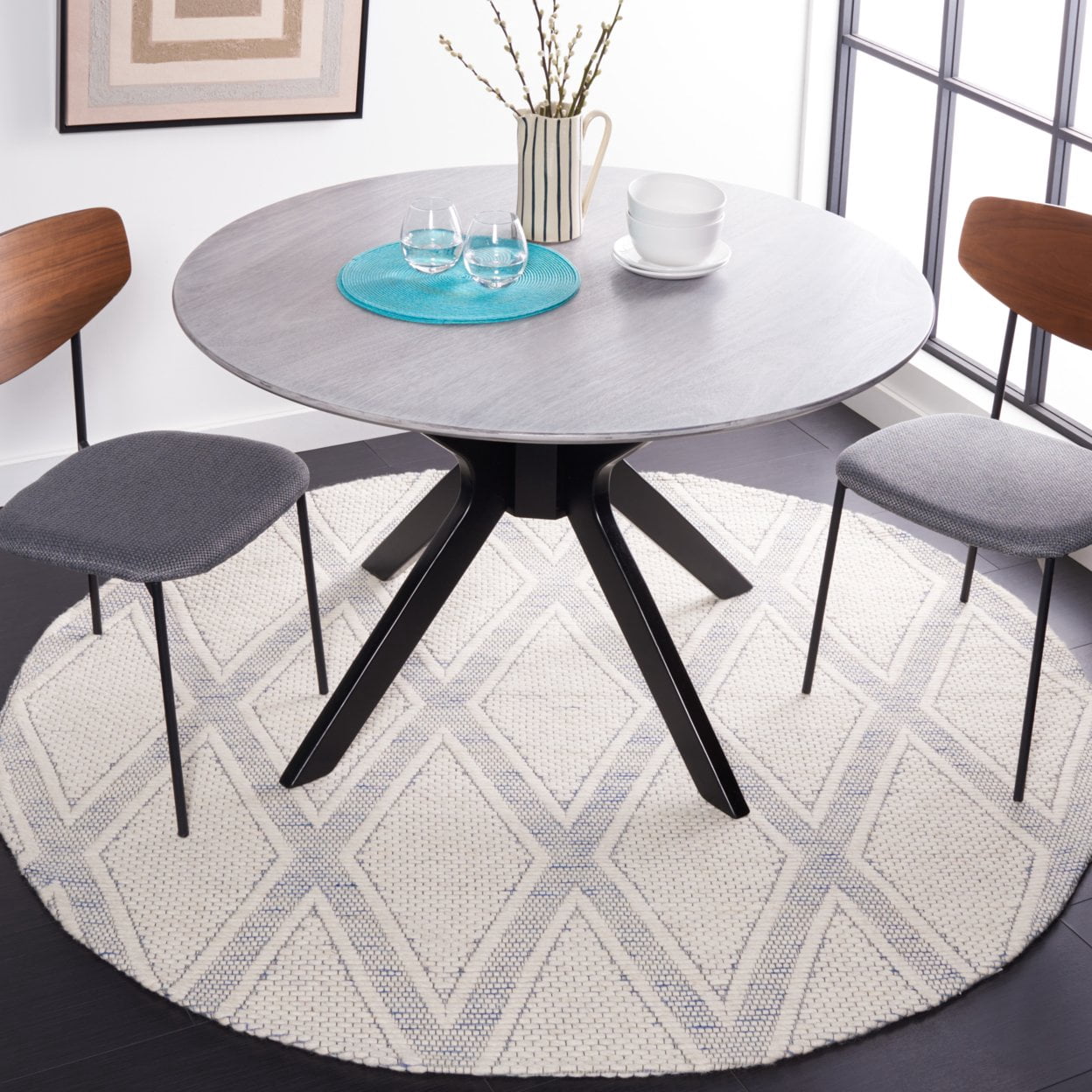 SAFAVIEH Marbella Asa Diamond Area Rug, Navy/Ivory, 8' x 10'