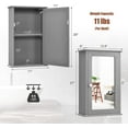 thumbnail image 3 of RELAX4LIFE Wall Mounted Bathroom Cabinet, 2-in-1 Mirror Medicine Cabinet w/ 3 Heights Adjustable Shelf & Reversible Single Mirror Door, Storage Cabinet Over-The-Toilet Storage Organizer (Gray), 3 of 16