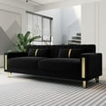 thumbnail image 7 of Modern Velvet Sofa Couch, 86" Large Loveseat Sectional Sofa Couch with Gold Legs for 3-4 Persons, Upholstered Deep Seat Love Seat Sofa Chaise for Living Room Office Apartment Black, 7 of 7