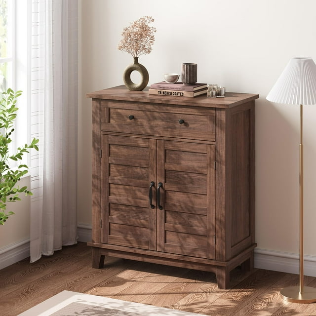 Farmhouse Storage Cabinet, Rustic Buffet Sideboard Cabinet with Drawer and Doors, Multi-Functional Entryway Storage Cabinet for Kitchen, Dining Room, Entryway