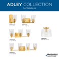 thumbnail image 6 of Adley Collection Three-Light Satin Brass Etched White Glass New Traditional Semi-Flush Convertible Light, 6 of 17