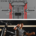 thumbnail image 2 of EonfitOmni Eonfit E5 Smith Machine with 3D Rotating Arms, Vertical Leg Press, Power Cage Squat Rack with LAT-Pull Down Cable Crossover Rotating Arms System Home Gym Equipment All in One (E5 RED PRO), 2 of 11