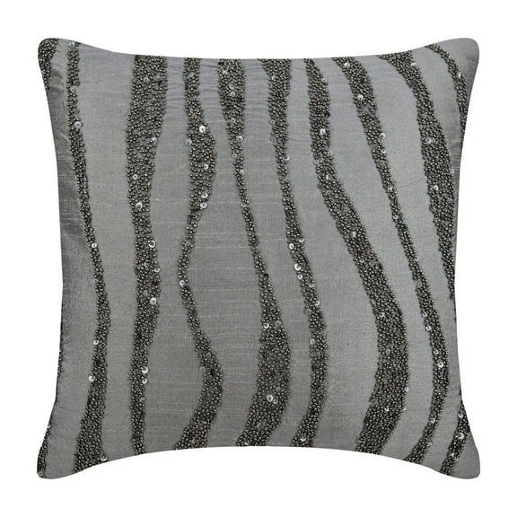 Cushion Covers, Zippered Pillow Covers, Decorative Pillow Covers 22x22 inch (55x55 cm) Grey, Silk Throw Pillow Covers, Handmade Pillow Covers, Modern, Abstract - Grey Sand Dunes