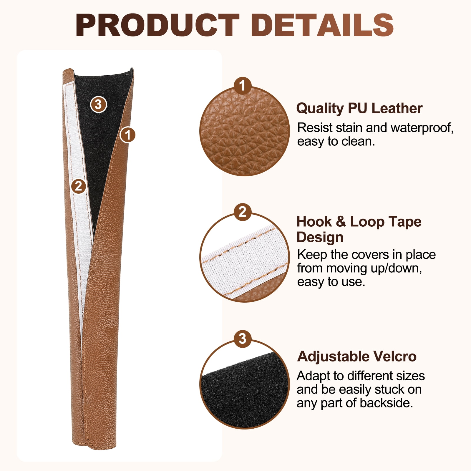 Uxcell 6Pcs Refrigerator Door Handle Covers, PU Leather Kitchen Appliance Handle Protector, Anti-Static Fridge Handle Cover Keep Your Microwave Oven Dishwasher Clean, Brown