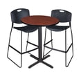 thumbnail image 3 of Cain 36" Round Caf� Table- Beige & 2 Zeng Stack Stools- Black, 3 of 7