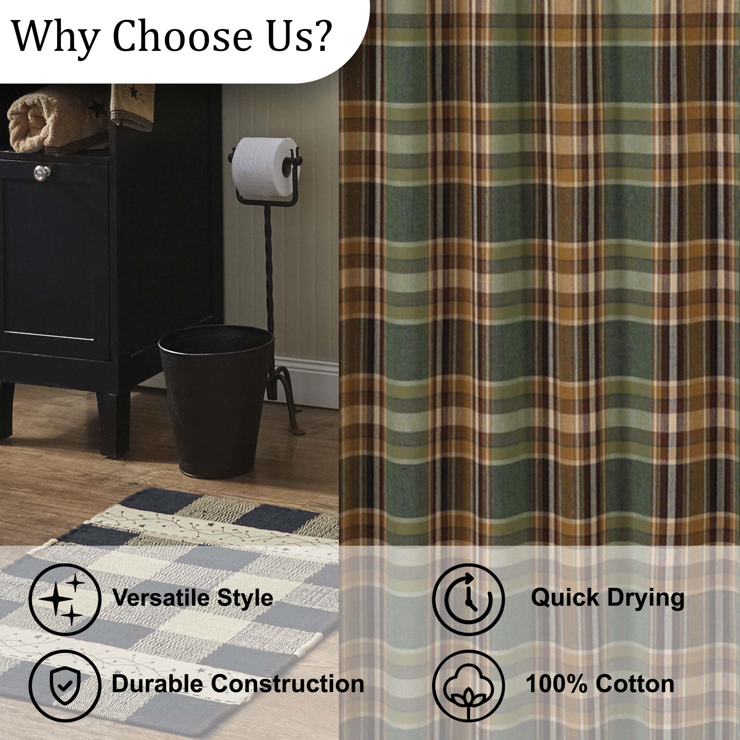 Park Designs Wood River Shower Curtain - Green
