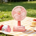 thumbnail image 6 of Partheme Cartoons Fruit Printed Base 3 Speed Desktop Fan with Metal Safety Grille, USB Rechargeable Small Desk Fan for Office Dorm, Macaron Color 300mAh, Pink, 6 of 6